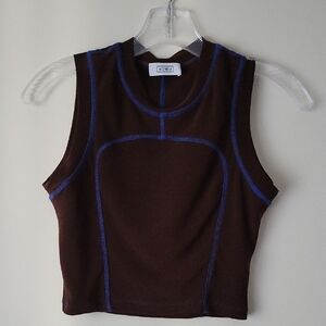 Nomia Women's Cropped Scuba Tank in Bark/Cobalt- Size XS